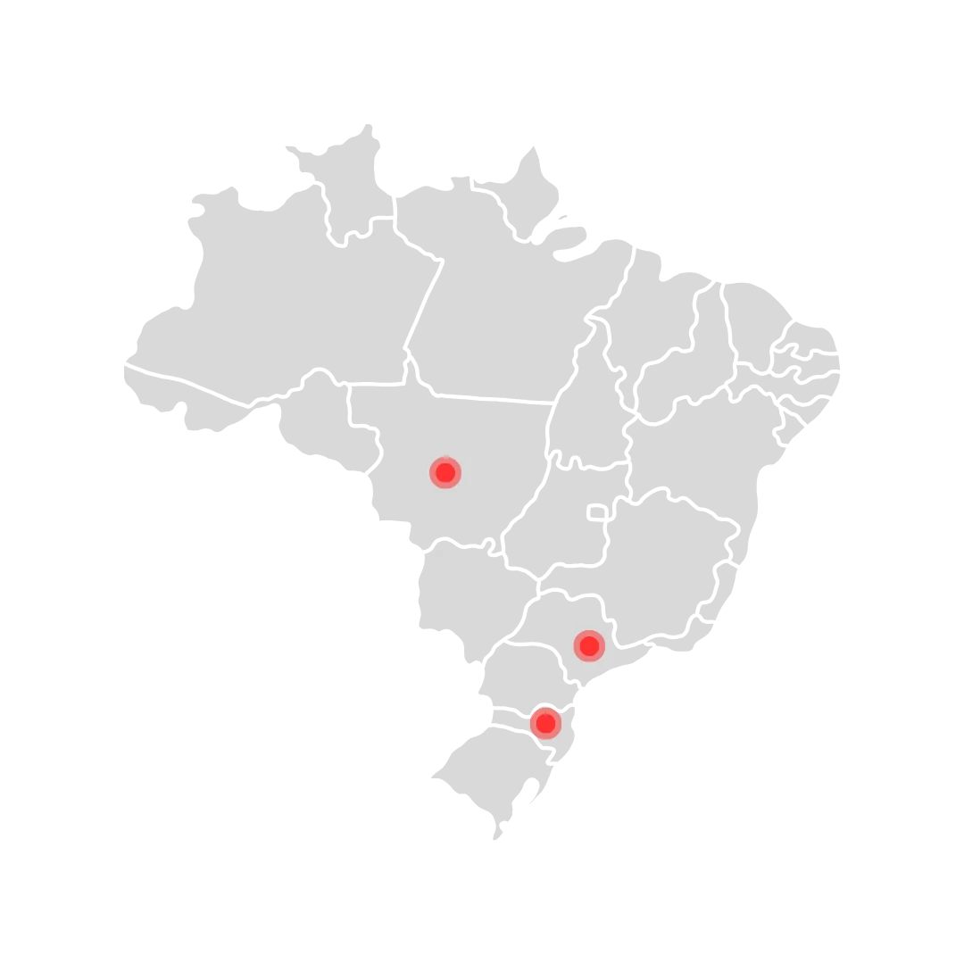 Mapa do Brasil com as unidades ALCA